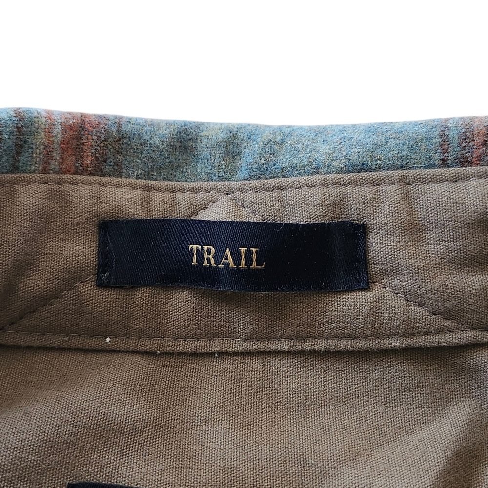 Pendleton Blue Rust Plaid Button Down Elbow Patch… - image 4